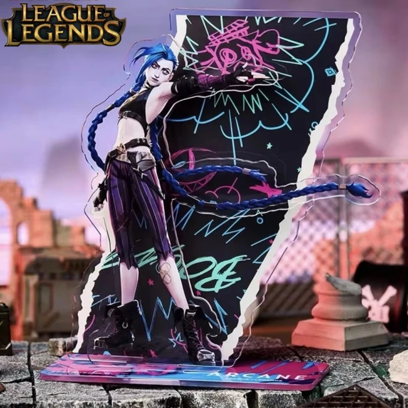 New League Of Legends City Of Two Cities Jinx Vi Caitlyn Kiramman Sign Perimeter Cartoon Anime Figure Decoration Ornament Model