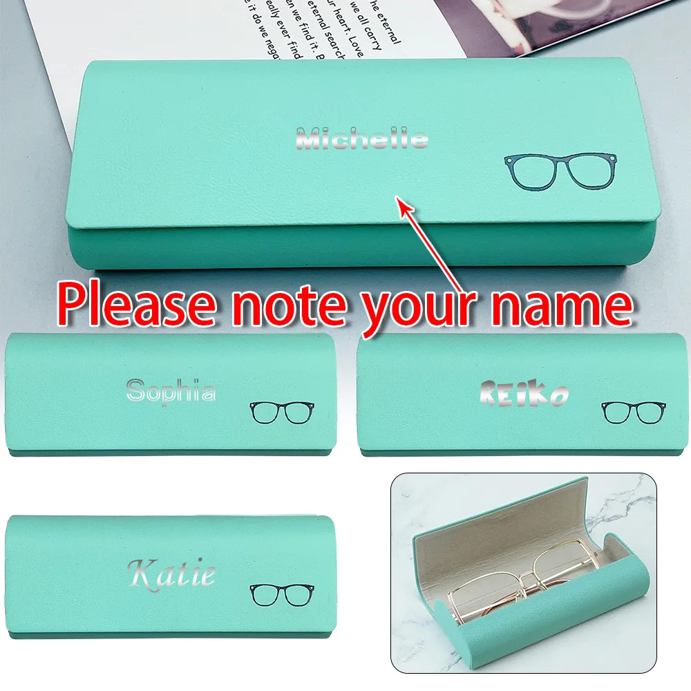 

Customized Name Spectacle Case Women Sunglass Organizer Glasses Box PU Protector Portable Hard Shell Storage Container Pattern