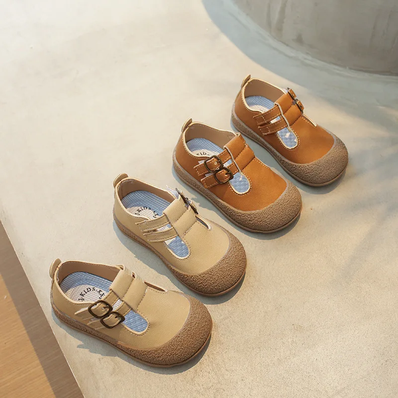 Kids Leather Shoe Retro 2024 Spring Autumn Girls' Flat Shoes Korean Style Non-slip Children Boys Causal Walking Shoes Hollow-out image 2