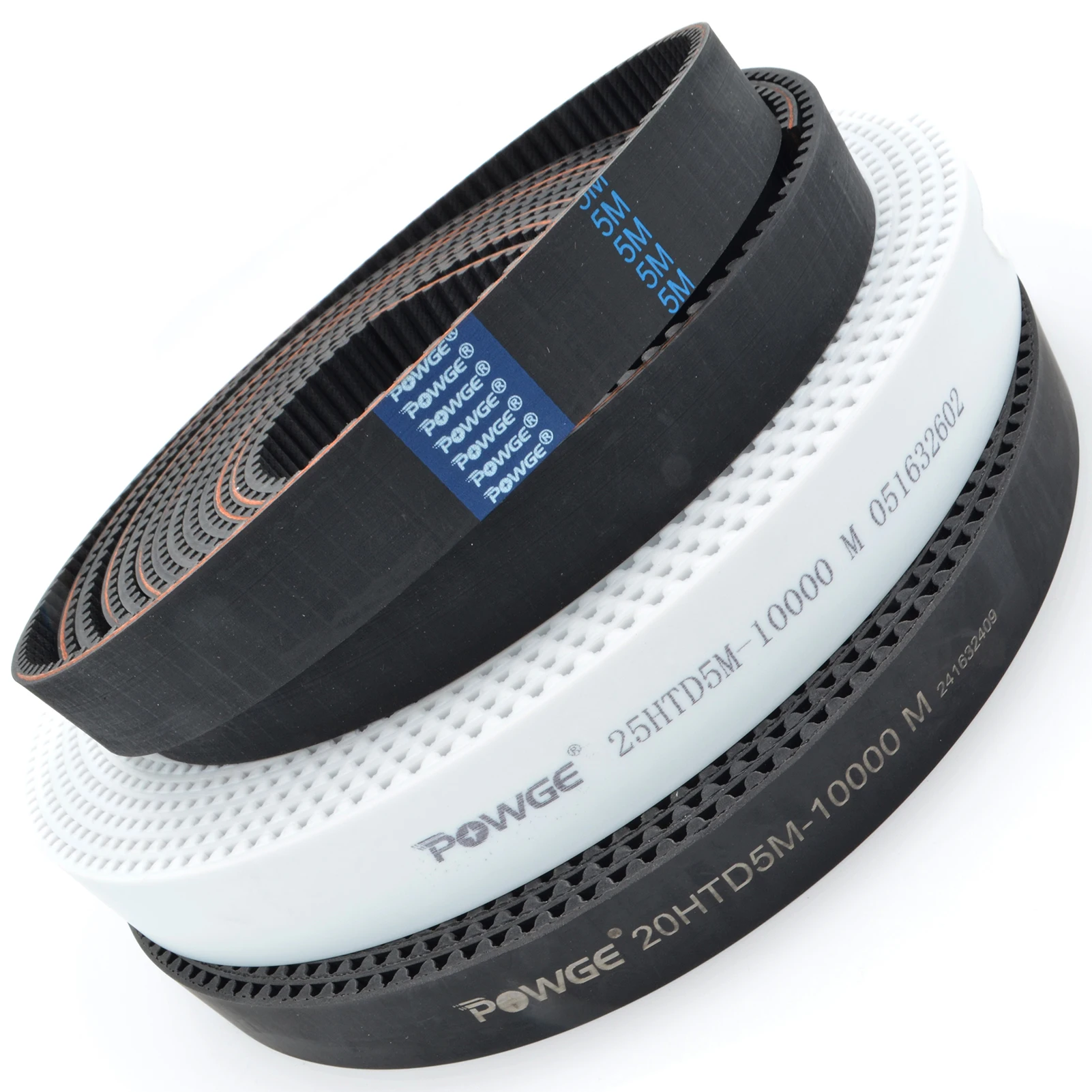 POWGE PU HTD 5M Open Timing belt Width 9/10/12/15/20/25/30/35/40/50mm Neoprene Rubber Polyurethane steel core HTD5M pulley CNC