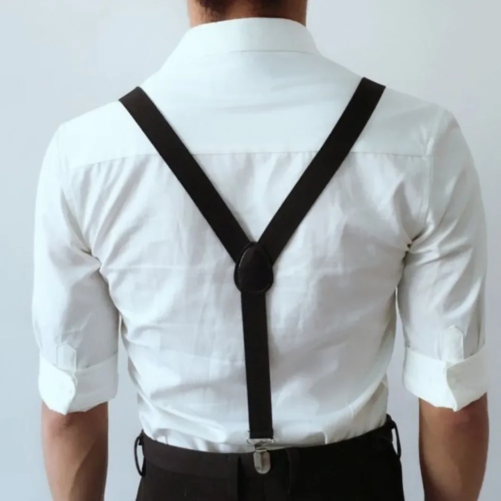 2.5cm Wide Suspender 3 Clips High Elastic Adjustable Straps Suspender Heavy Duty Y Back Trousers Braces for Men Women Suit Skirt