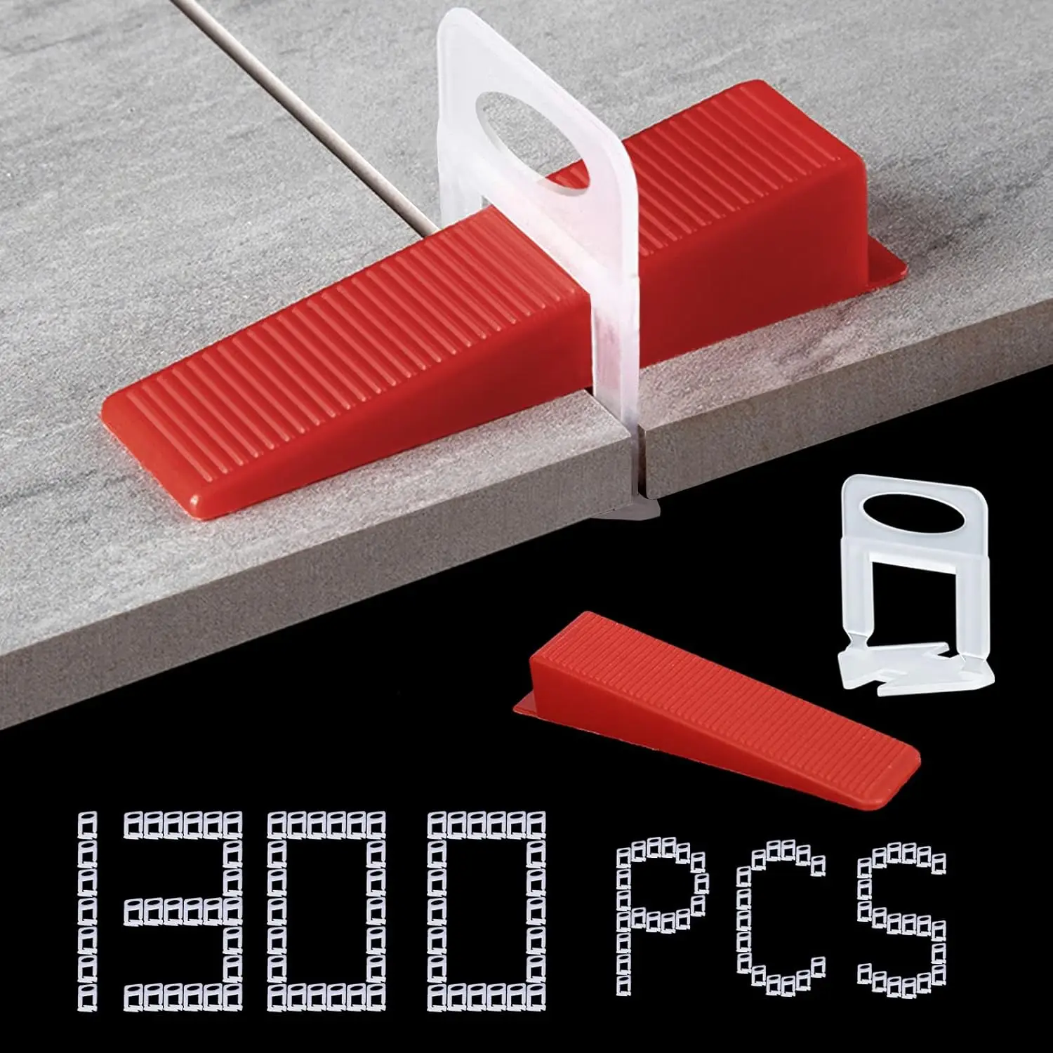 

1000-Piece Tile Leveling Spacer Clips and 300 Reusable Wedges for Ceramic and Stone Installation (1/16 Inch)
