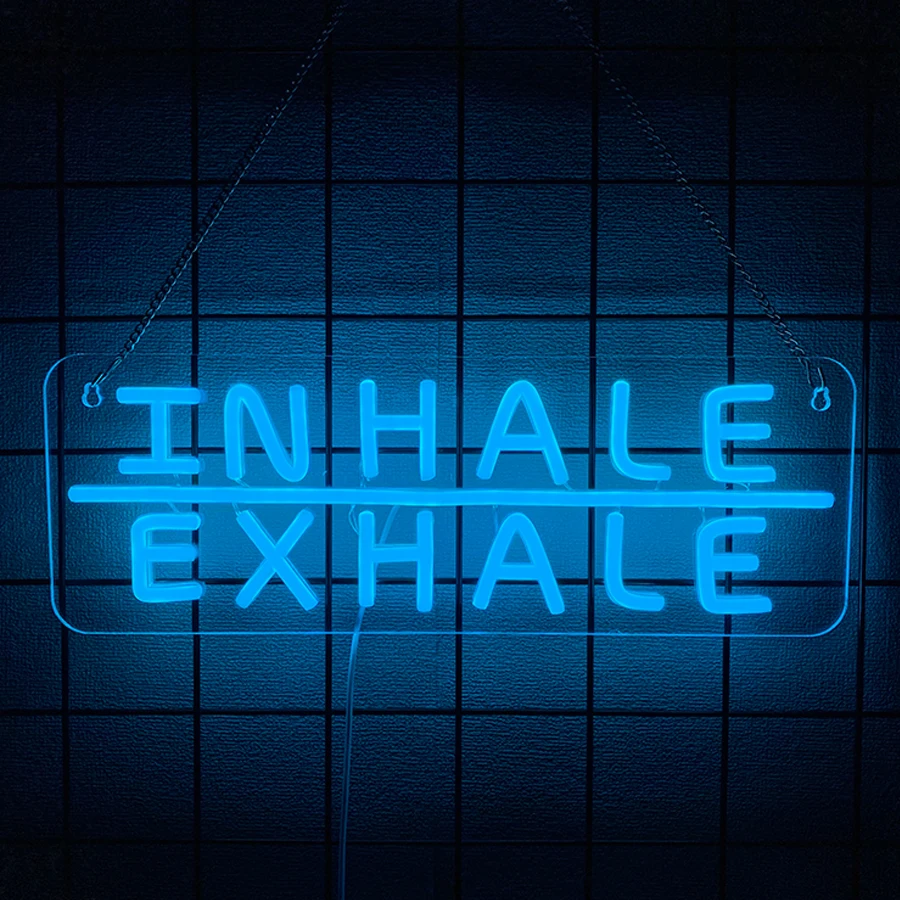 Pilates Yoga Room - LED-Neonschild „Inhale Exhale“, Pilates-Kunst-Inspirationsbuchstaben-Icon, geeignet für