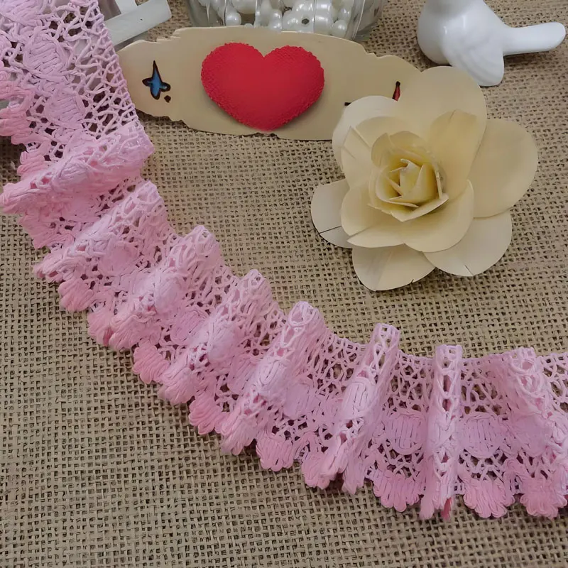 Premium Cotton Pink Gradient Lace Trim 4.7cm Width - Customizable for Elegant Garment Edging and Decorative Apparel Accessories