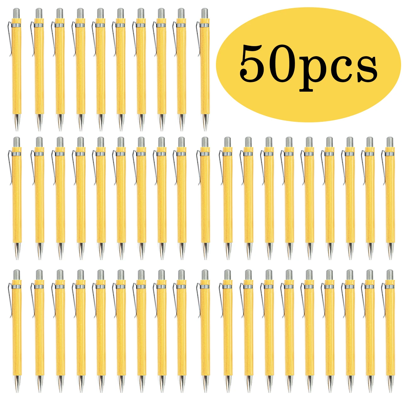 

50Pcs/Lot Bamboo Pen Bamboo Wood Ballpoint Pen 1.0mm Tip Office School Wrting Stationery Business Signature Ball Pens