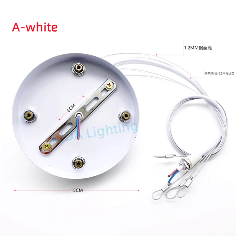 150mm Lamp Base Ceiling Plate with Steel Wire Ceiling Rose Steel Cable Wire Wire Rope Chandelier Retrofit Load-bearing Fittings