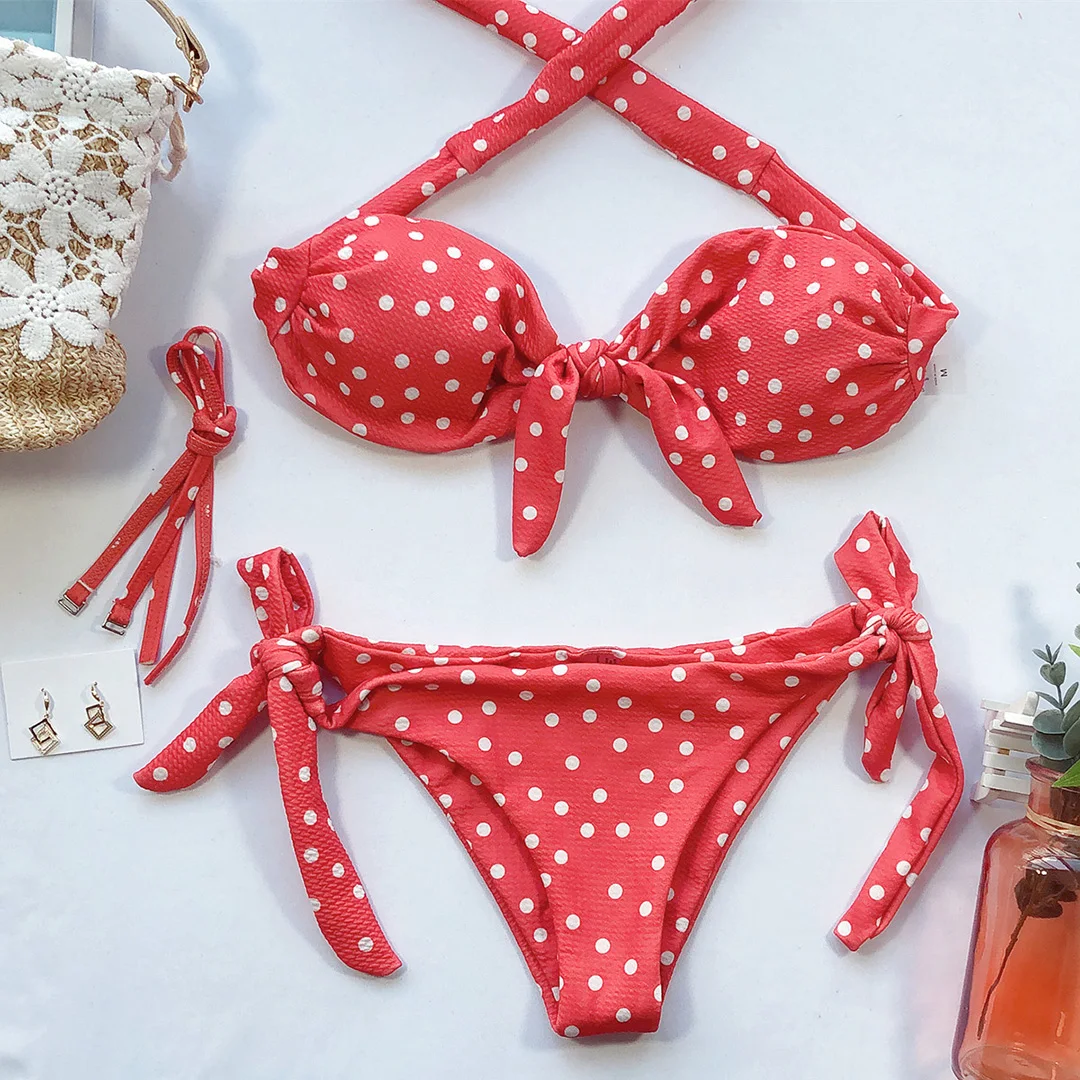 Sexy Leoparden-Polka-Dot-Bikini mit Knoten, brasilianischer Stil, Damen-Badeanzug, zweiteiliges Bikini-Set, Badebekleidung, Badeanzug V643 – Detail 28