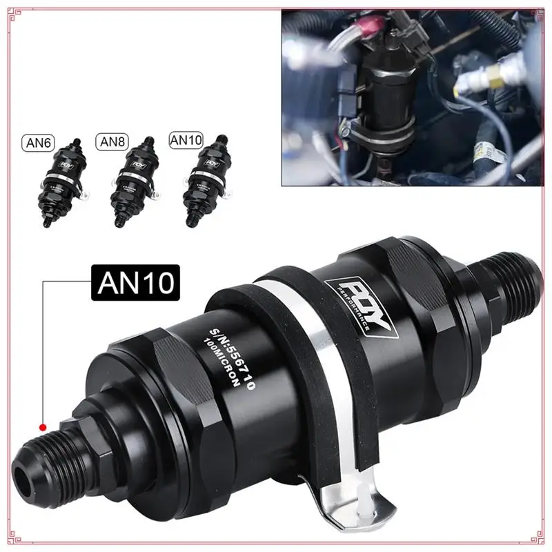 

Universal Filter BLACK Inline Fuel Filter E85 Ethanol With 100Μm (0.1MM) Stainless Steel