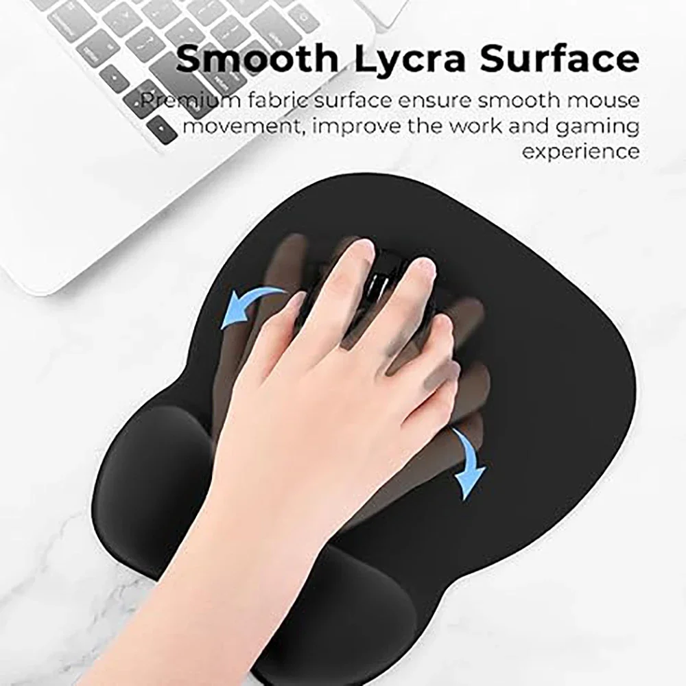 Mouse Pad with Wrist Support, Ergonomic Mousepad with Memory Foam Wrist Rest and Non-Slip Base Office Desk Accessories-Black