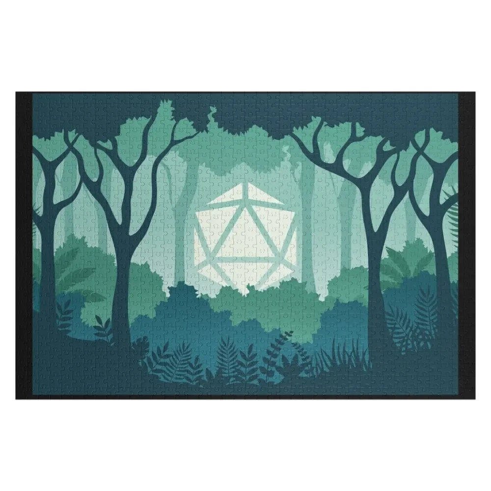 Deep Jungle Polyhedral D20 Dice Sun Forest RPG Landscape Jigsaw Puzzle Personalized Gift Jigsaw Custom Puzzle