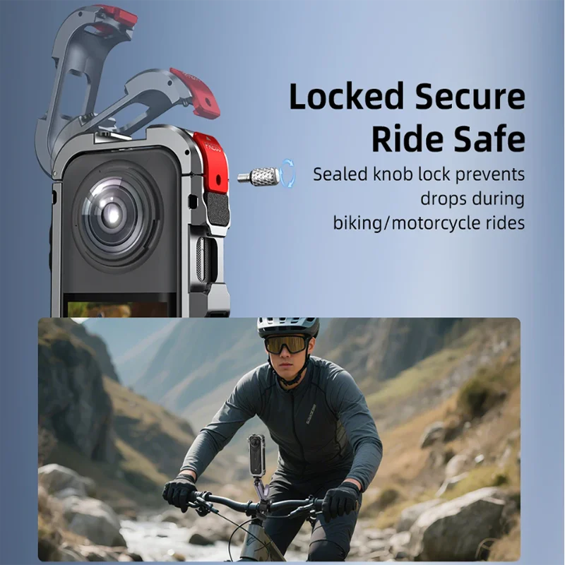 Flymile X5 Cage Metal Protective Case for Insta360 X5 Camera Frame Cage with Silicone Lens Cover With Cold Shoe and 1/4" Threads - Image 4