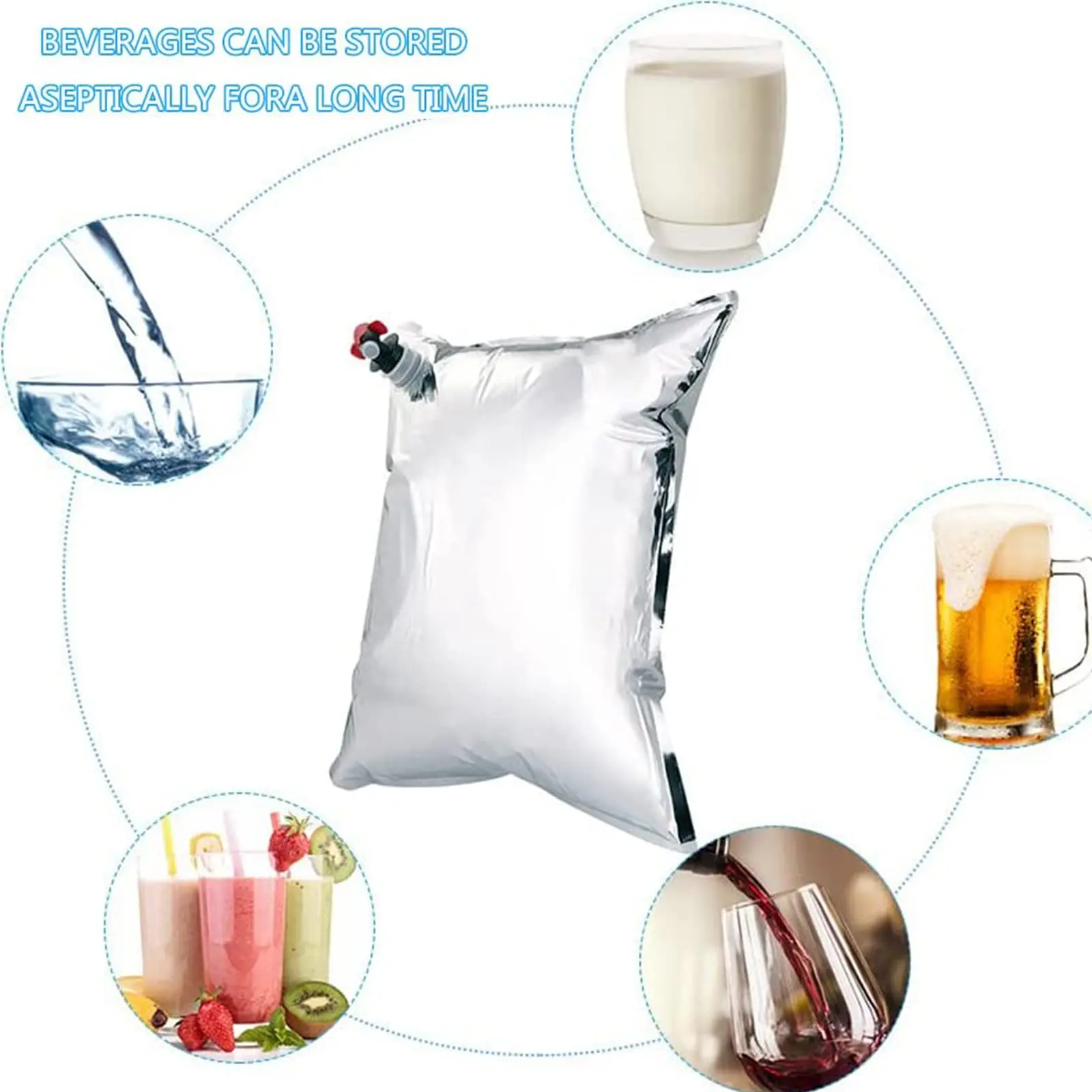 5Pcs Emergency Water Bag 10L Lightproof Composite Film Water Canister Foldable Canister Tap Used in Storage Criss