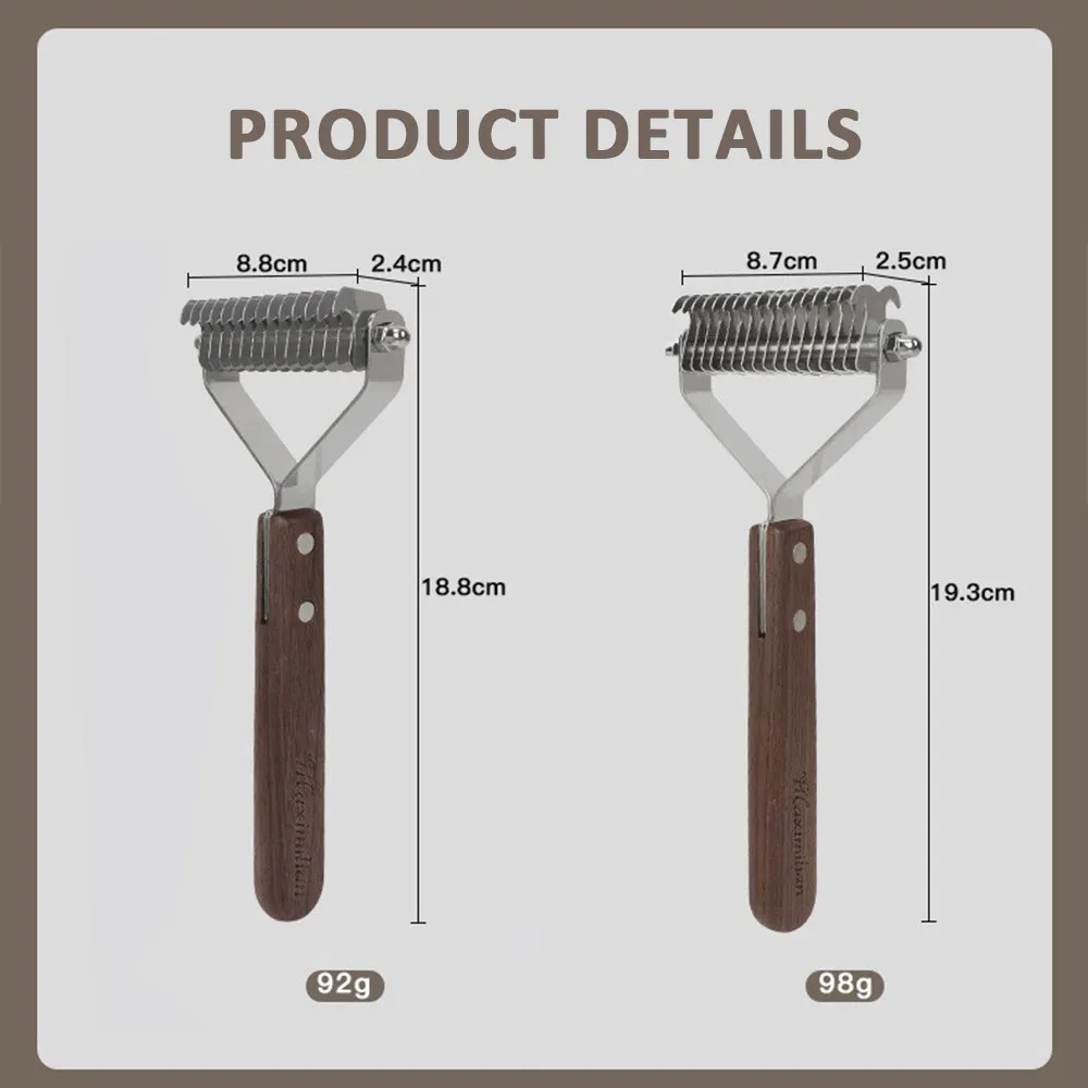 Solid Wood Vintage- Style Pet Detangling Comb  Professional Grooming Rake For Long-Hair Cats & Long- Coat Dogs
