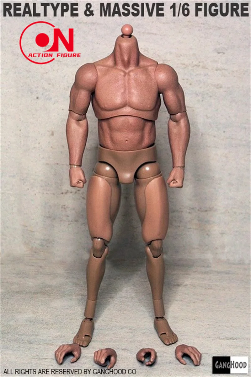 GANGHOOD 1/6 Scale Male Soldier Muscular Strong Action Figure Joint Body Fit 12-inch Arnold Bane Head Sculpt Carving Model