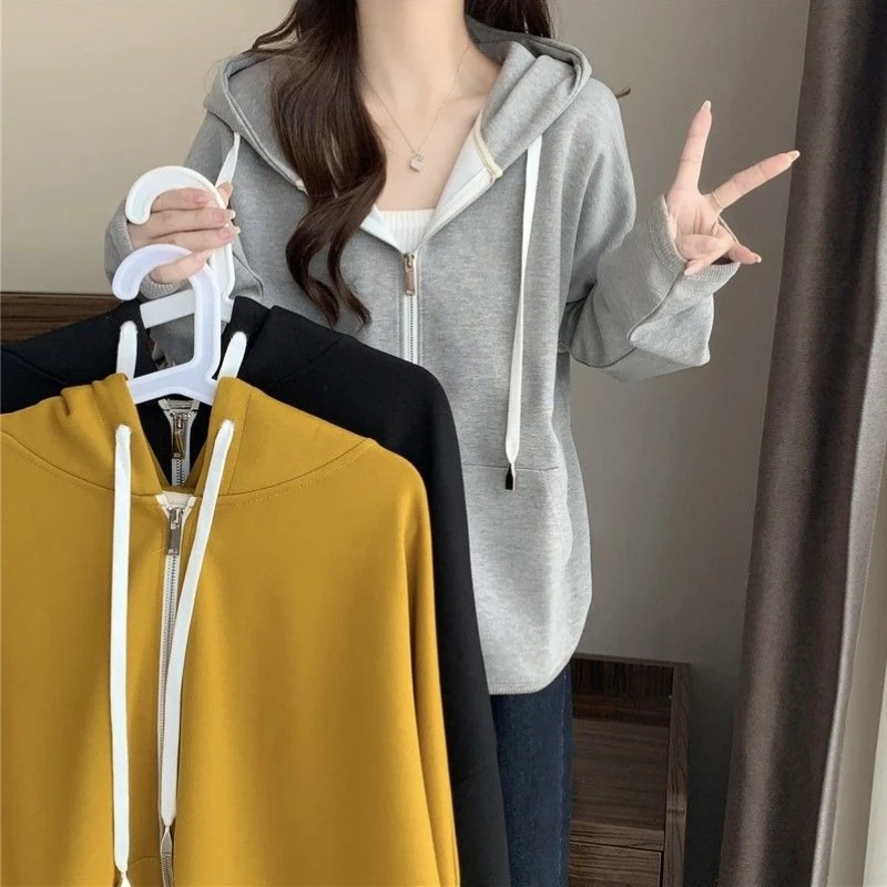 Women's 2026 New Lightweight Hoodie Korean Loose Fit Autumn Winter Stylish Versatile Ins Brand Top