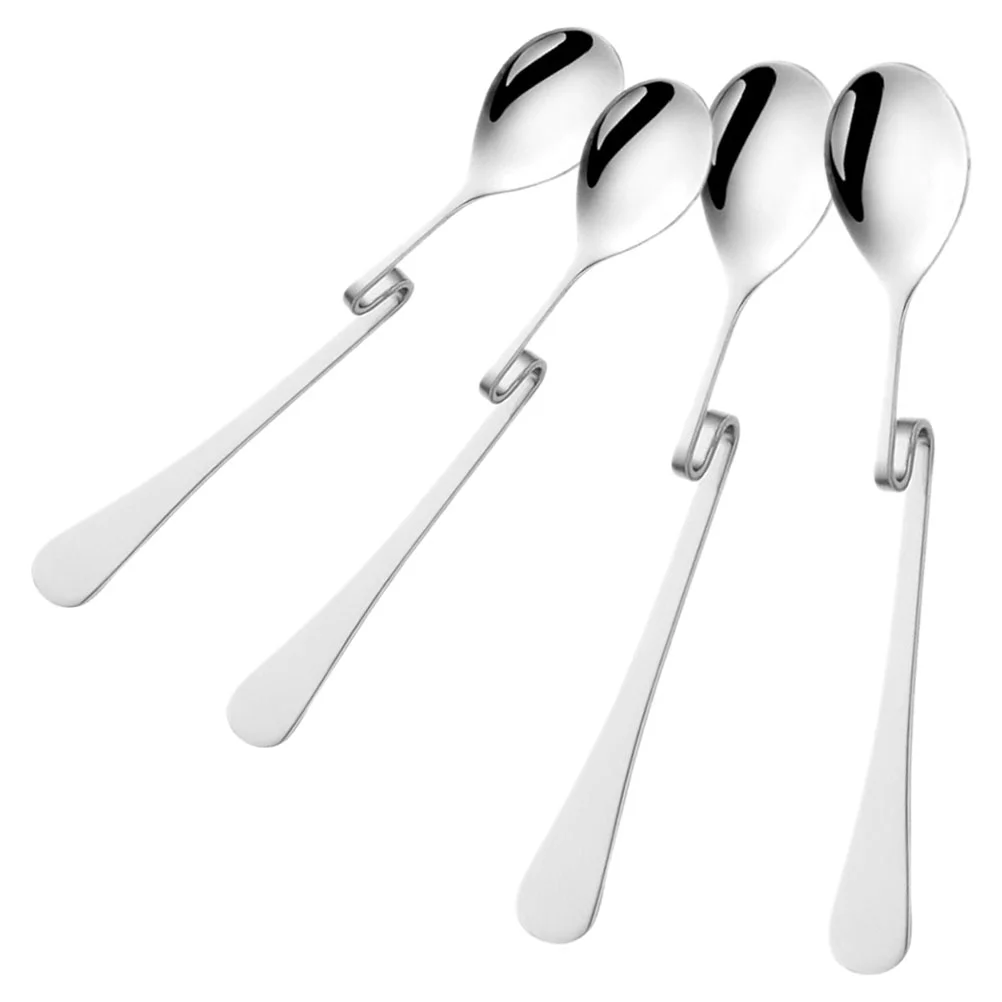 4 Pcs Teaspoon S-shaped Coffee Mixing Spoons Hanging Cup Stirring Jam Serving Utensils