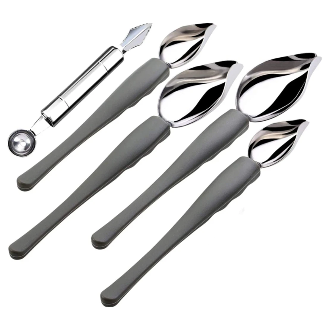 5 Pcs Drawing Decorating Pencil Spoon Ball Cutter,Chocolate Spoon Fruit Tool,for DIY Fruit Dessert Cake Coffee Decor