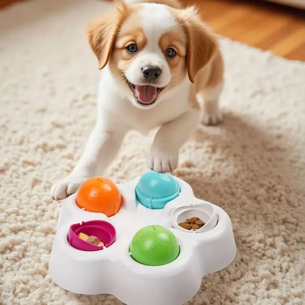 

Вращающаяся интерактивная миска-диспенсер для лакомств для животных с устойчивым основанием, пластиковая миска для еды для собак и кошек, разноцветная