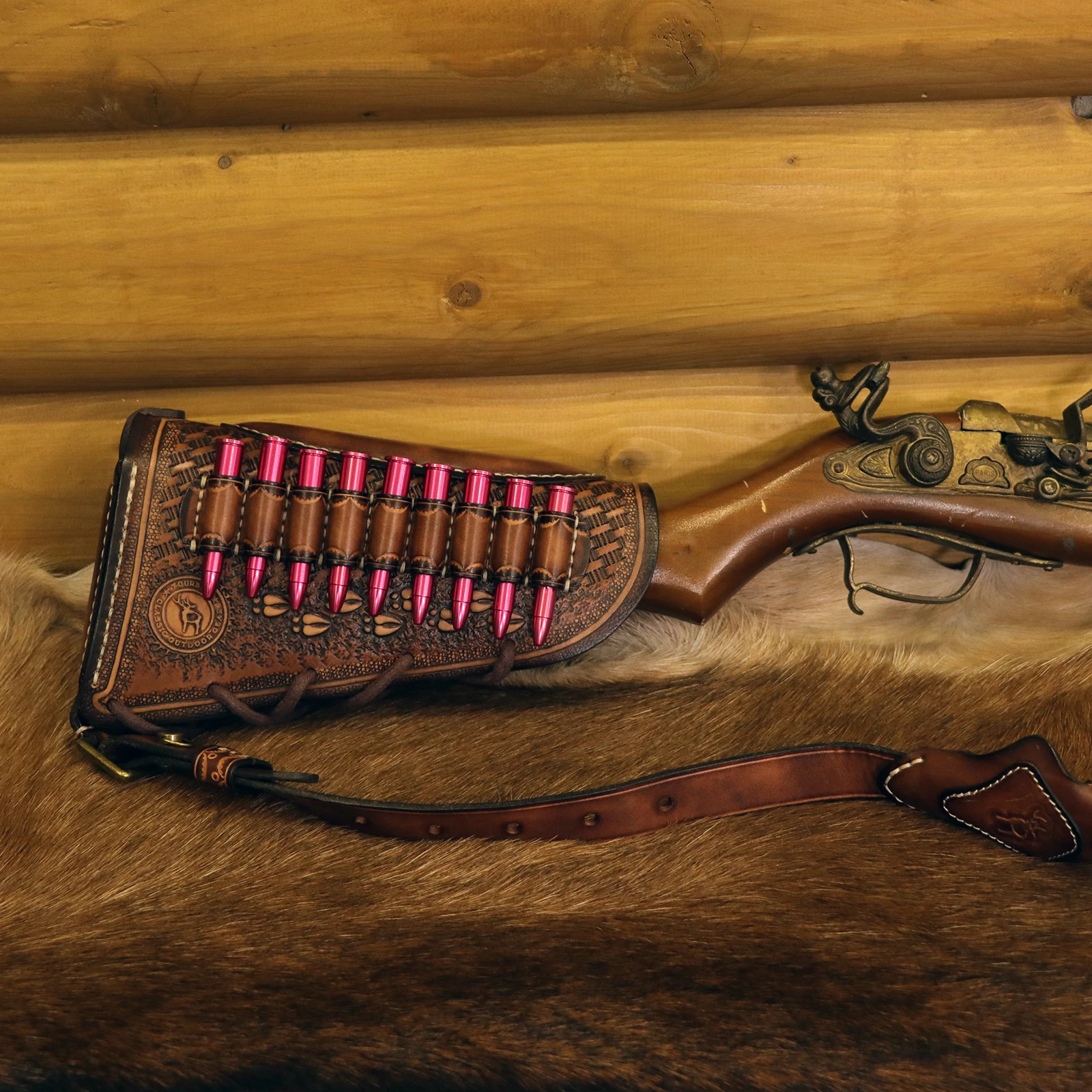 tourbon-hunting-leather-gun-butt-stock-cover-rifle-cheek-rest-adjustable-with-ammo-loops-fits-for-3006-3030-308-ect