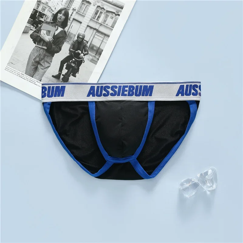 Roupa interior masculina malha elástica confortável respirável sexy alta forquilha juventude briefs aussiebum