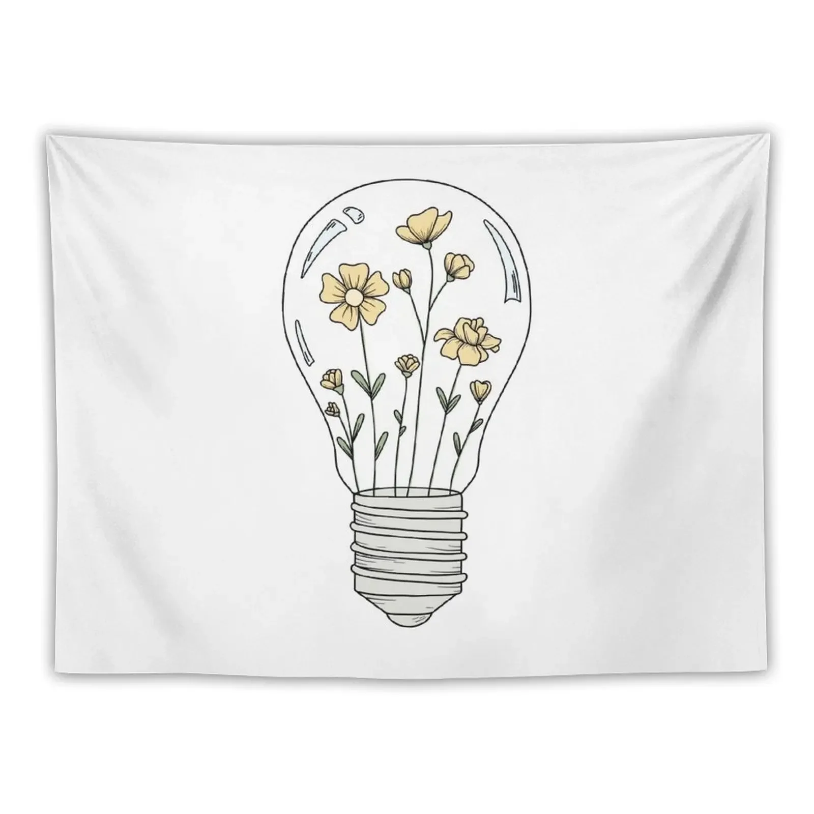 Light Bulb with Yellow Flowers Tapestry Room Decoration Aesthetic Aesthetic Decoration Tapestry