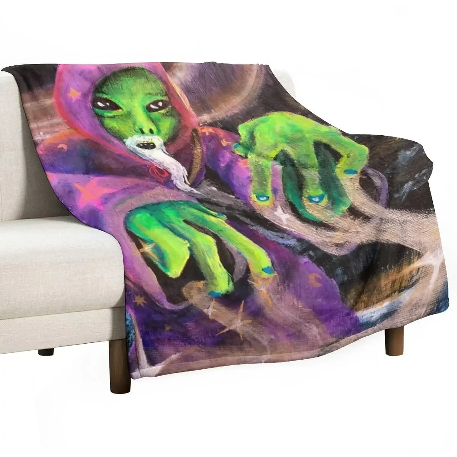 New Funky Little Wizard Martian Throw Blanket For Sofa Thin Travel Blankets