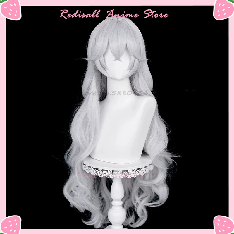 Arknights Poca Cosplay Wig Masterpiece Rosa 100cm Long Curly Wavy Hair Silver Gray Bangs Heat Resistant Game Headwear