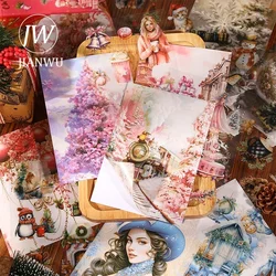 JIANWU Christmas Promise Series Vintage Character Snow Landscaping Material Collage Sticker Book Creative DIY Journal Stationery