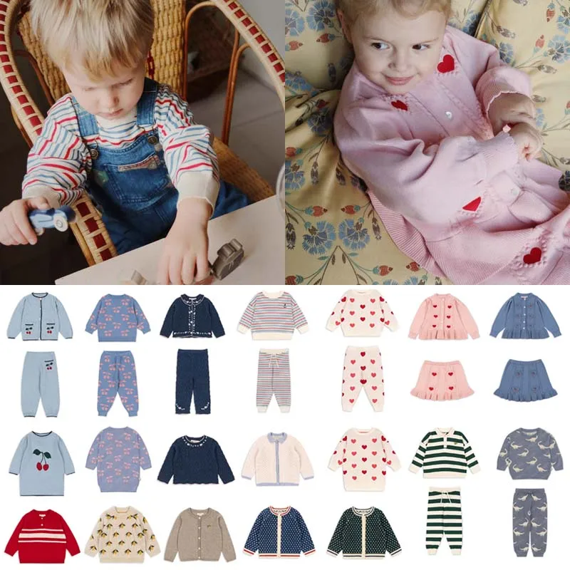 

Зимний вязаный кардиган KS для девочек, пальто, юбка для девочек, штаны для мальчиков, детские комплекты для девочек, брюки и свитера для мальчиков