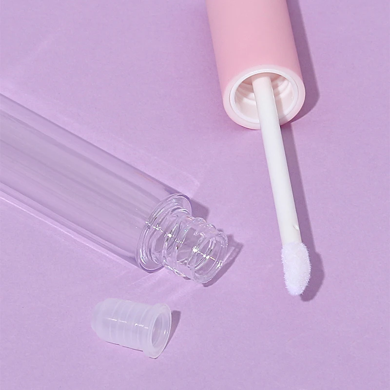 1/5/10 Pcs 10ml Pink Lip Gloss Tube Empty Refillable Lip Balm Bottle Clear Plastic Lip Gloss Container with Plugs for DIY Makeup