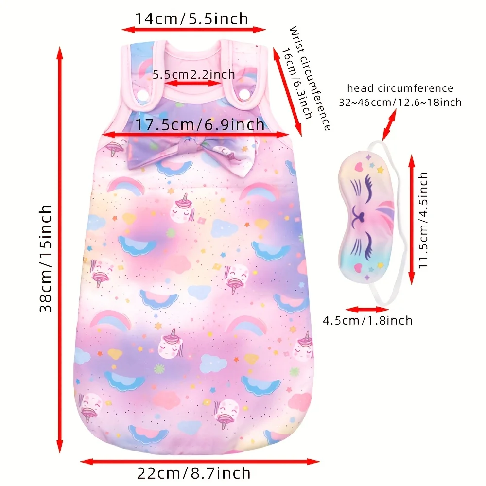 Nieuwe schattige pop slaapzak geschikt voor 12-14 inch herboren poppen en 11,81 inch popaccessoires (exclusief poppen)