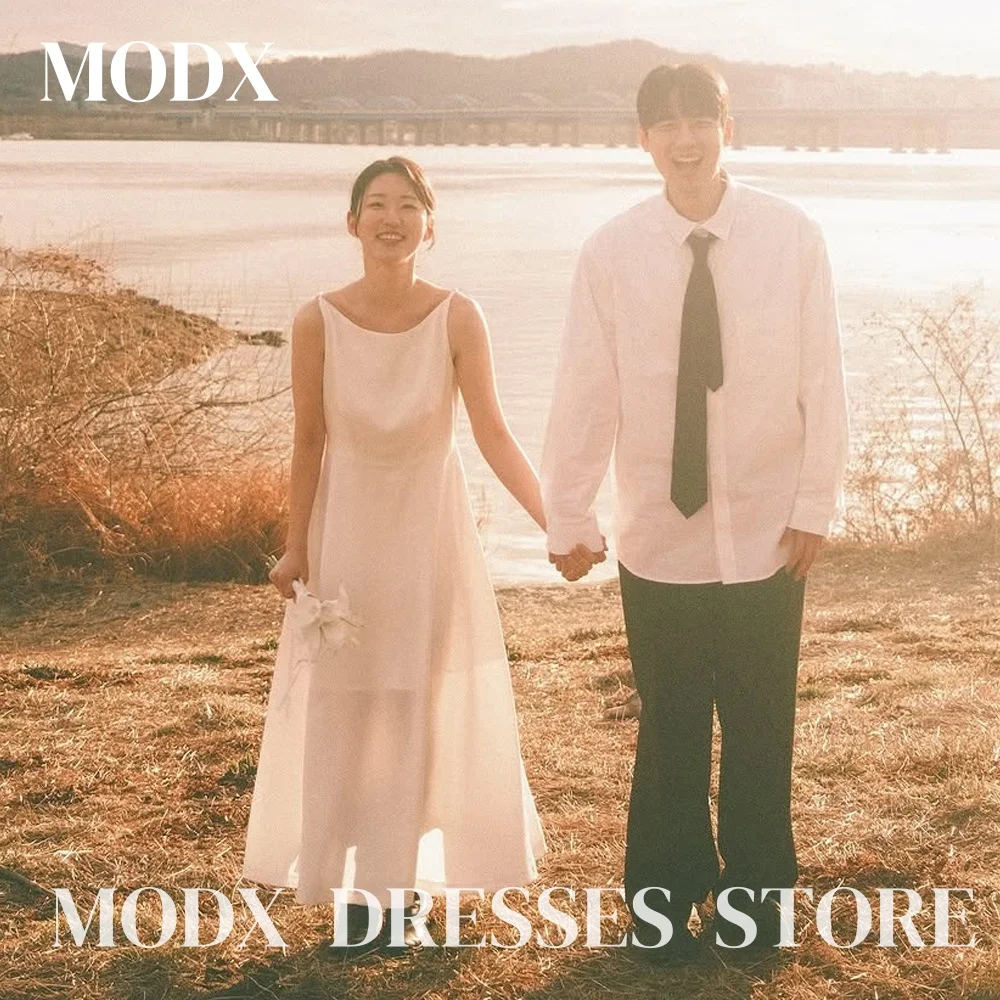 

MODX Elegant Spaghetti Strap A-line Wedding Dresses Scoop 웨딩드레스 Korea Photoshoot Ankle-Length Customised Bridal Gown 2025
