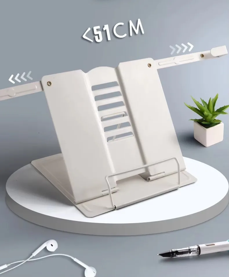 Supporto per libri in metallo Supporto per lettura di documenti regolabile per libri di cucina Supporto per libri da scrivania pieghevole Espositore per libri resistente