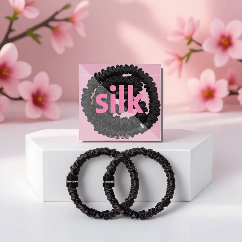 2 قطعة 100% التوت النقي الحرير توك شعر الحرير العلاقات الشعر العصابات الشعر ذيل حصان أصحاب بلون إكسسوارات الشعر الطبيعي #1