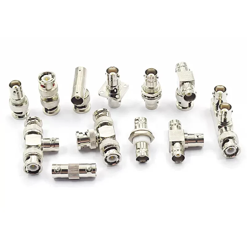 1Pcs BNC Connector Q9 BNC To BNC Male Female 90 Degree Right Angle Tee Type 3way 4way Splitter 2x Double Male Female RF adapter