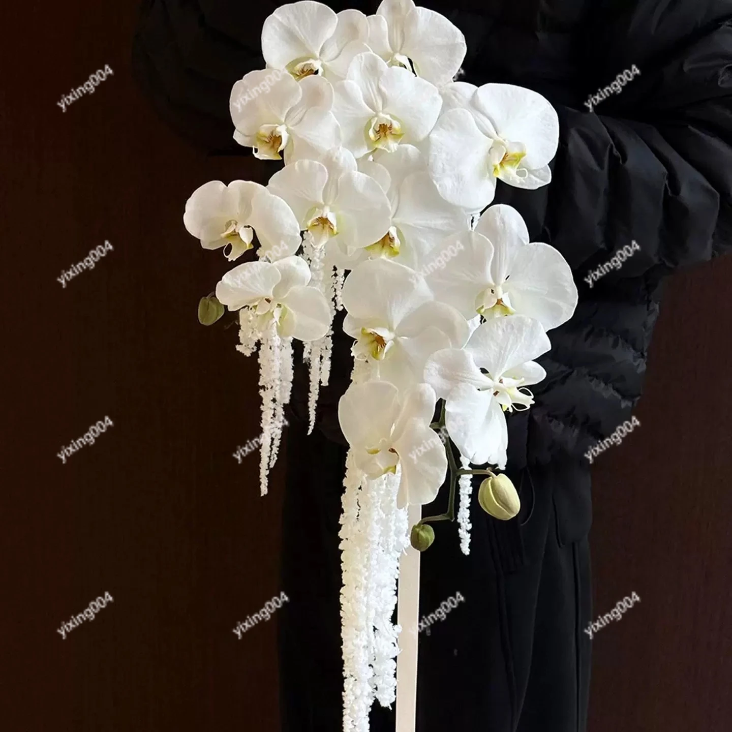 

Bridal Phalaenopsis Bouquet DIY Material Pack, French Style Pearl Tassel Handmade Wedding Decor