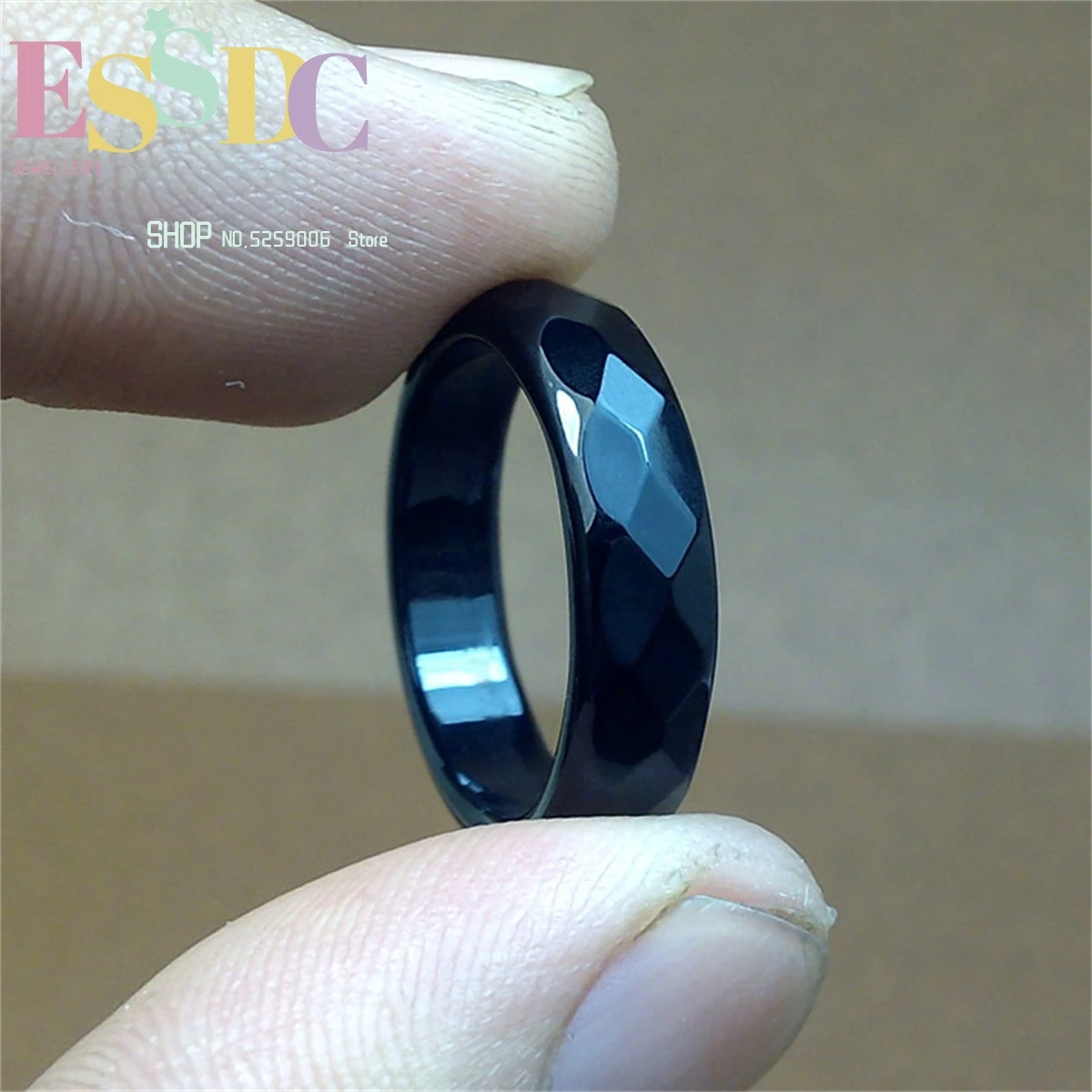 Natural Black Agate Ring Chalcedony Multi Faceted Ink Jade Hand Jewelry  For Men  Women Lovers Charm  Fashion Versatile