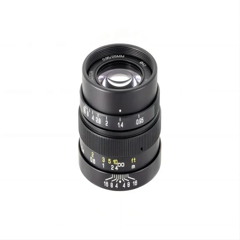 Micro Four Thirds (M43) lens f/0.95 aperture 25mm wide angle fixed-focus also can be used with  C-mount industrial cameras