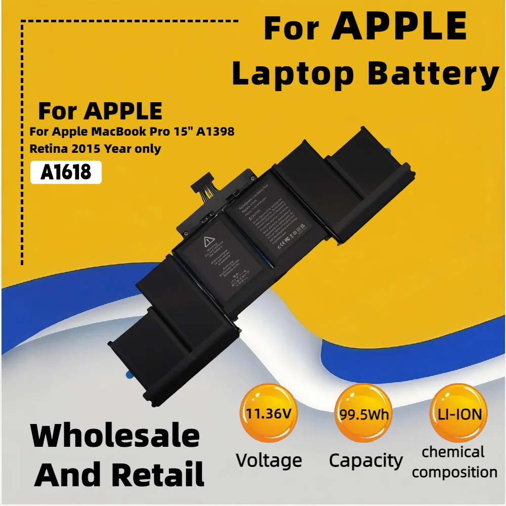 FRLESUI لأجهزة Apple MacBook Pro 15 "Retina A1398 2015 Year 020-00079 MJLQ2LL/A MJLT2LL/A بطارية A1618 99.5Wh مجانًا جميع الأدوات