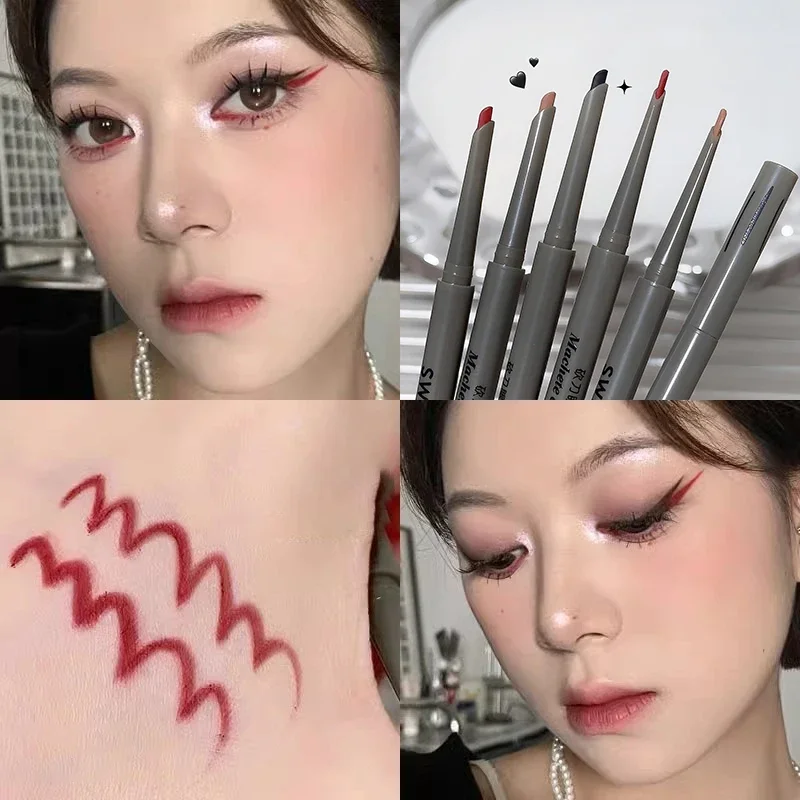 Silky Long-lasting Eye Liner Pencil  Eyeliner Pen Natural Matte Wine Red Eyeliner Easy To Color Waterproof Eye Make Up Cosmetics