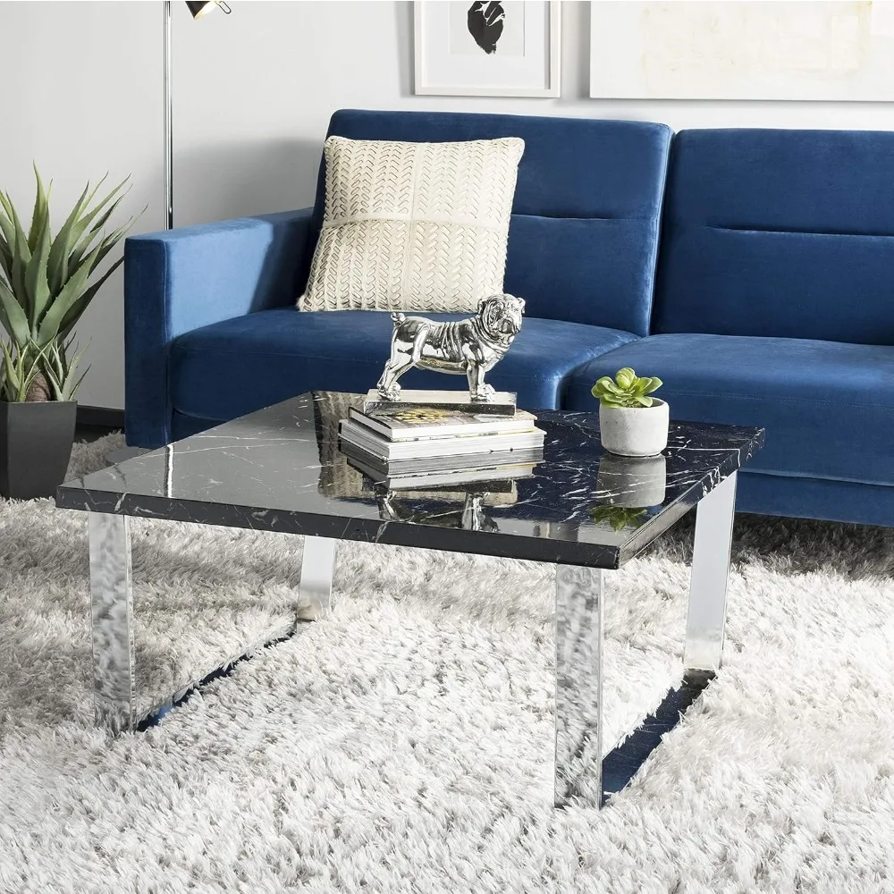 

Safavieh Home Carmen Collection: Elegant Black Faux Marble and Chrome Coffee Table