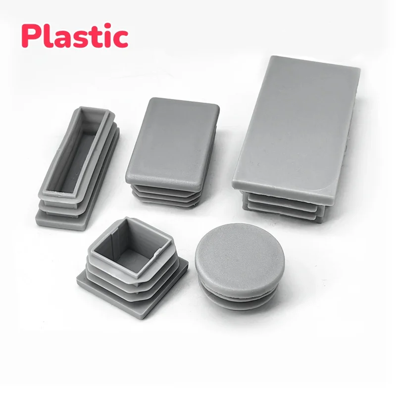 16mm~100mm Grey Plastic Round/Square Inserts Plug Furniture Chair Table Feet Cap Blanking End Cap