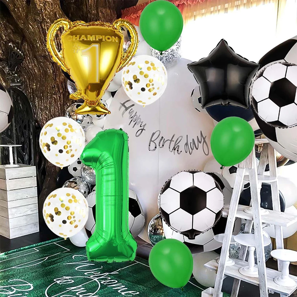 32inch Number Balloons Foil Football Party Green Black Trophy Balloon For Boys Birthday Party Decoration Children\'s Gifts Globos