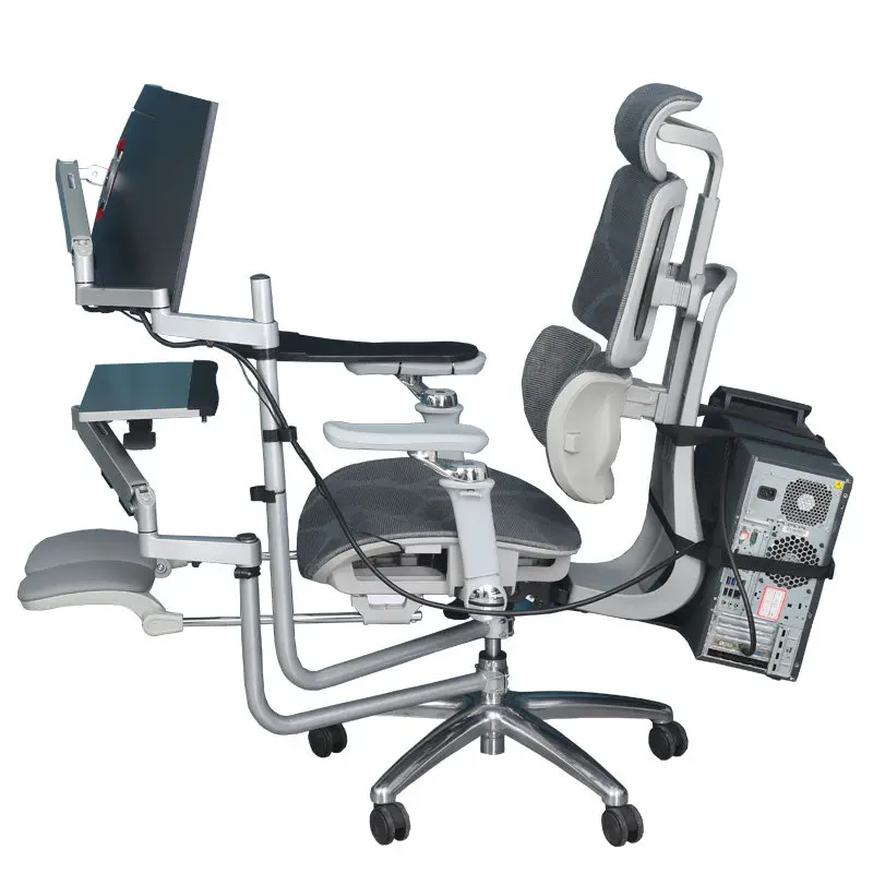 

The all-in-one chair is equipped with a laptop stand, desktop adjustable bracket, and multi-function with one-button lifting