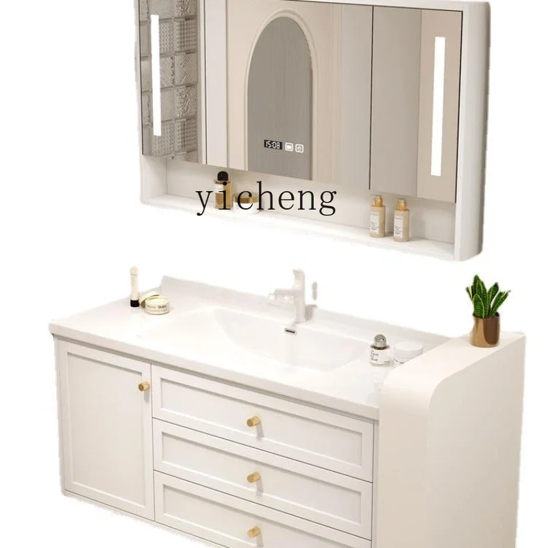 XL Bathroom Cabinet Combination Ceramic Whole Washbin Rubber Wood Paint Washstand Wash Basin