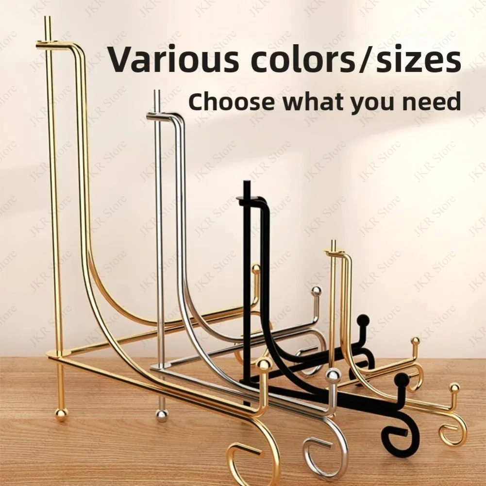 1PC Foldable Plate Stands 4 6 8 10inch Solid Metal Easel Rack Iron Book Holder Home Decoration