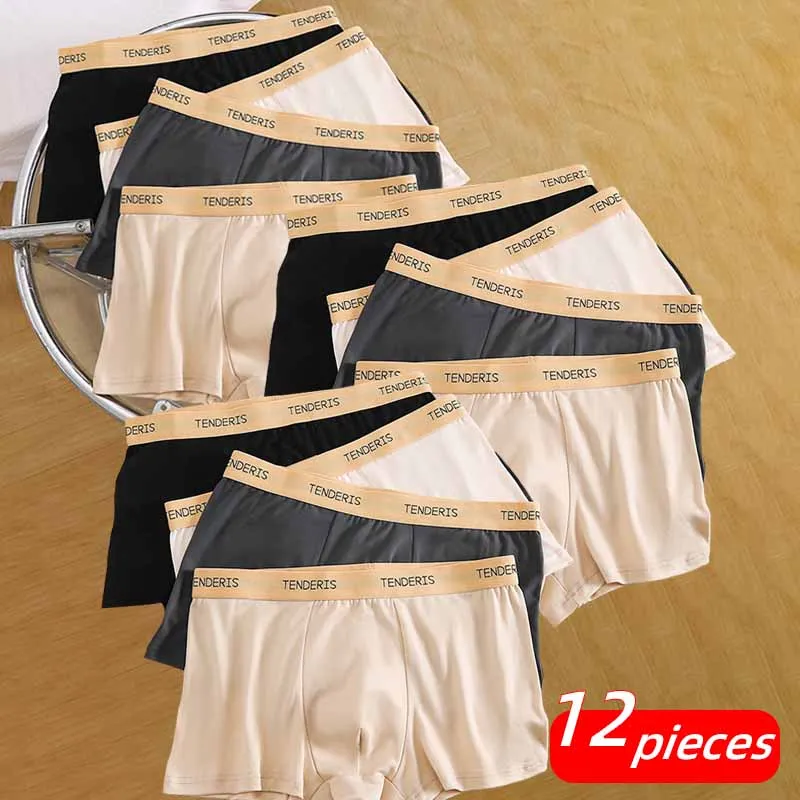 12 Pcs Men's Seamless Panties Boxers Ice Silk Man Underwear Breathable Boxer Shorts Underpants Ultrathin BoxerShorts