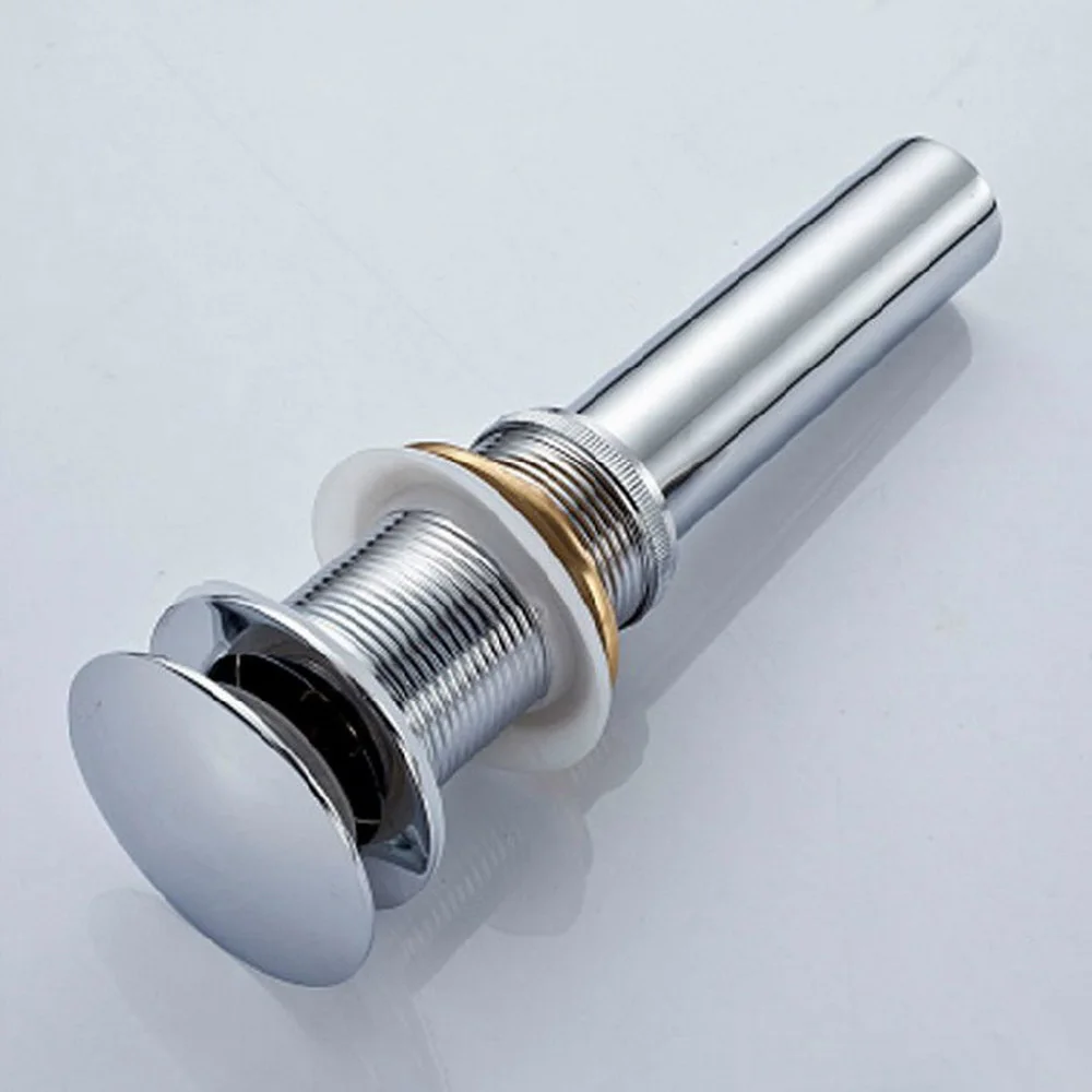 Polished Chrome Brass Large Round Cap Pop Up Bathroom Sink Basin Waste / Drain Without Overflow Bathroom Accessory msd020