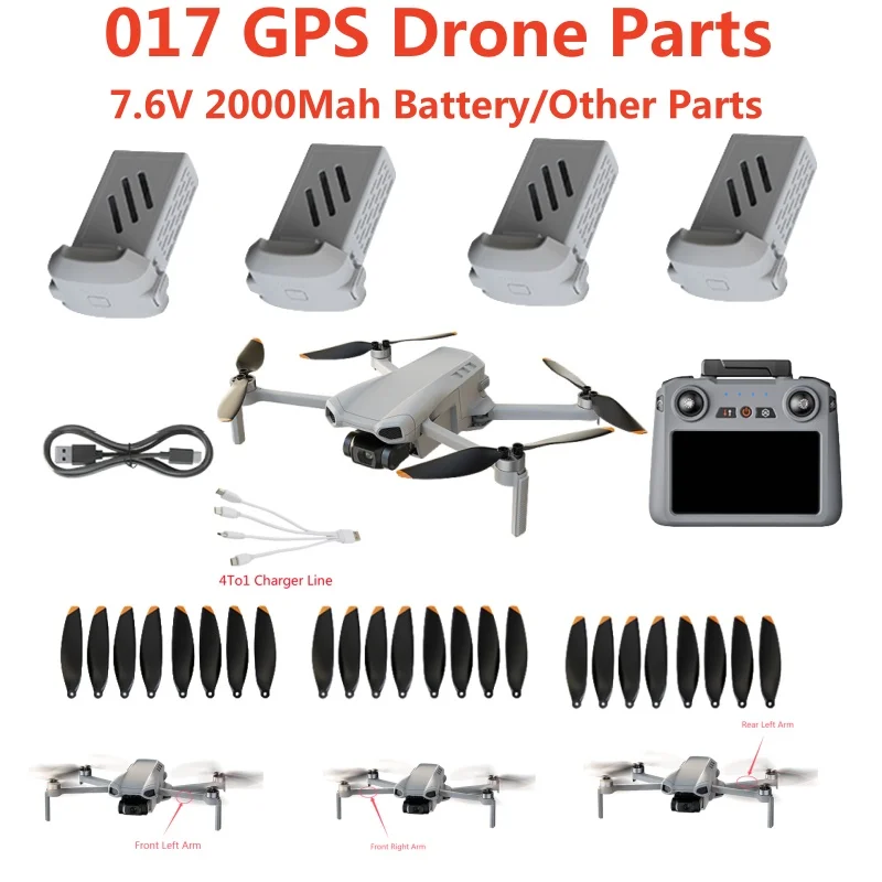 017 GPS Drone 7.6V 2000Mah Battery 017 RC Drone Battery Quadcopter Spare Parts USB Propeller Controller 017 Drone Accessorie