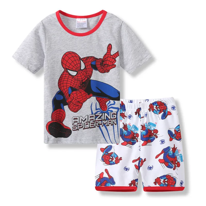 

Marvel Superhero Spiderman Cartoon Print T Shirt Shorts Set Cute Kids Casual Home Clothing Gifts